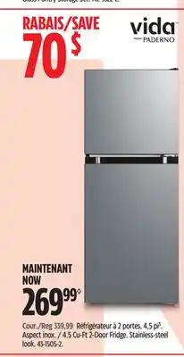 Canadian Tire Vida by PADERNO 4.5Cu-Ft 2-Door Fridge offer