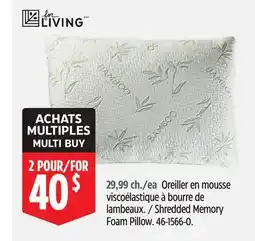 Canadian Tire FOR LIVING Shredded Memory Foam Pillow offer