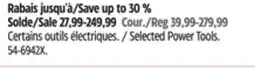 Canadian Tire Selected Power Tools offer