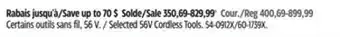 Canadian Tire Selected 56V Cordless Tools offer