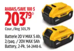 Canadian Tire Dewalt 20V MAX 5Ah Battery offer