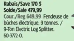Canadian Tire Yardworks 9-Ton Electric Log Splitter offer