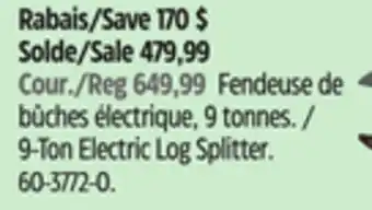 Canadian Tire Yardworks 9-Ton Electric Log Splitter offer