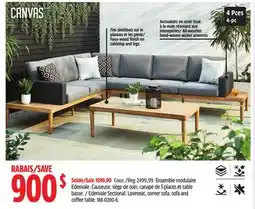 Canadian Tire Edenvale Sectional Loveseat, corner sofa, sofa and coffee table offer