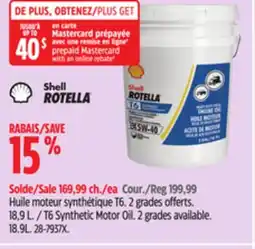 Canadian Tire Shell Rotella T6 Synthetic Motor Oil offer