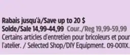 Canadian Tire Selected Shop/DIY Equipment offer