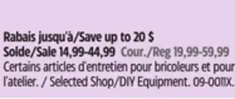 Canadian Tire Selected Shop/DIY Equipment offer