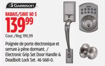 Canadian Tire Garrison Electric Grip Set Door Handle & Deadbolt Lock Set offer