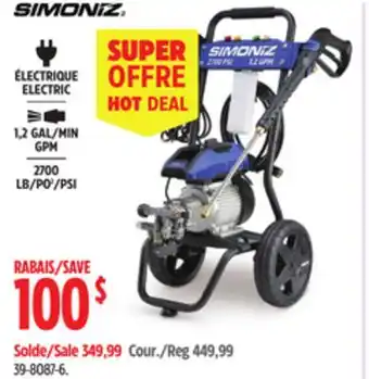 Canadian Tire Simoniz Electric Pressure Washer offer