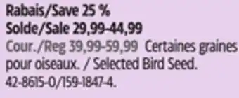 Canadian Tire Selected Bird Seed offer