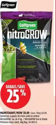 Canadian Tire Golfgreen NitroGROW Sun & Shade Nitrogen-Enriched Grass Seed & Fertilizer Mix, 1-0-0, 4-kg offer