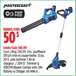 Canadian Tire Mastercraft 20V 12 Trimmer & 370CFM Blower Combo with 2Ah Battery & Charger offer