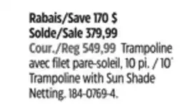 Canadian Tire 10´ Trampoline with Sun Shade Netting offer