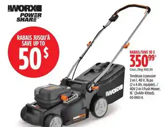 Canadian Tire Worx 40V 2-in-1 Push Mower offer