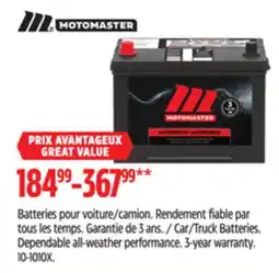 Canadian Tire MotoMaster Car/Truck Batteries offer