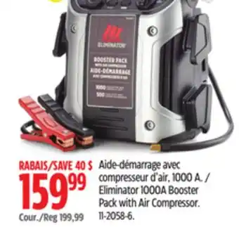 Canadian Tire MotoMaster Eliminator 1000A Booster Pack with Air Compressor offer