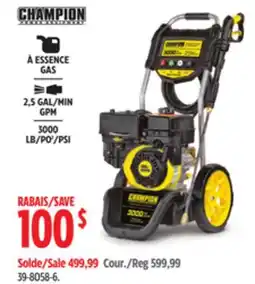 Canadian Tire Champion 3000 PSI 2.5 GPM 196cc Engine Cold Water Wheeled Gas Pressure Washer offer