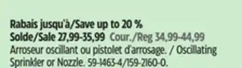 Canadian Tire Yardworks Oscillating Sprinkler or Nozzle offer