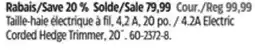 Canadian Tire Yardworks 4.2A Electric Corded Hedge Trimmer offer