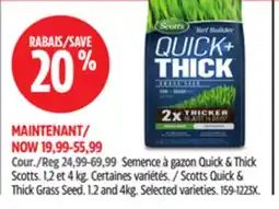 Canadian Tire Scotts Quick & Thick Grass Seed. 1.2 and 4kg offer