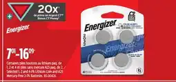 Canadian Tire Energizer Selected 1, 2 and 4-Pk Lithium Coin and A23 Mercury-Free offer