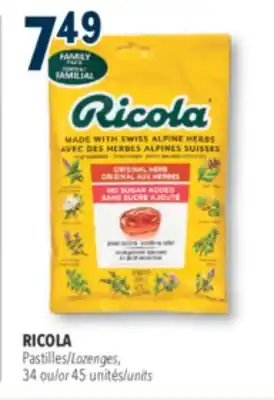 Familiprix RICOLA, Lozenges, or 45 units offer