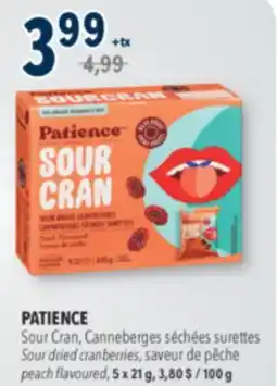 Familiprix PATIENCE,Sour dried cranberries, peach flavoured, 5 x 21 g offer
