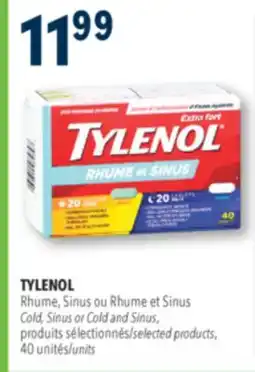 Familiprix TYLENOL Cold and Sinus,selected products, 40 units offer