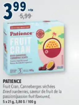 Familiprix PATIENCE, Fruit Cran Dried cranberries passion fruit flavoured, 5 x 21 g offer