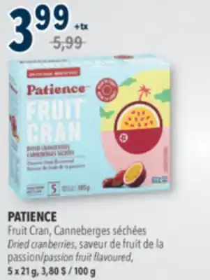 Familiprix PATIENCE, Fruit Cran Dried cranberries passion fruit flavoured, 5 x 21 g offer