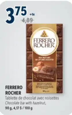 Familiprix FERRERO ROCHER, Chocolate bar with hazelnut, 90 g, 4,17 $ /100 g offer