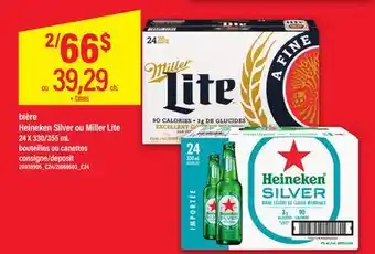 Maxi BIÈRE HEINEKEN SILVER OU MILLER LITE, 24 X 330/355 ML offer