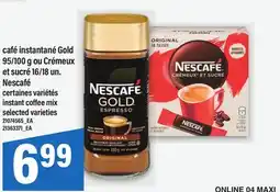 Maxi CAFÉ INSTANTANÉ GOLD, 95/100 G OU CRÉMEUX ET SUCRÉ, 16/18 UN. NESCAFÉ | INSTANT COFFEE MIX offer