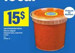 Maxi SAUCE BOLOGNAISE FRAÎCHE, FAITE EN MAGASIN |BOLOGNESE SAUCE, MADE FRESH IN STORE, 1,5 L offer