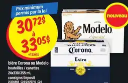 Maxi BIÈRE CORONA OU MODELO, 24x330/355 mL offer