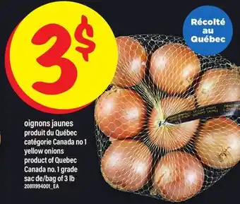 Maxi OIGNONS JAUNES | YELLOW ONIONS, SAC DE/BAG OF 3 LB offer