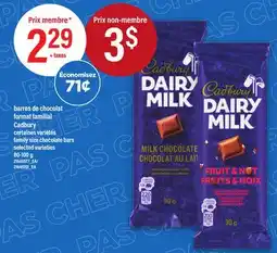 Maxi BARRES DE CHOCOLAT FORMAT FAMILIAL CADBURY|CADBURY FAMILY SIZE CHOCOLATE BARS, 80-100 G offer