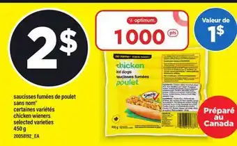 Maxi SAUCISSES FUMÉES DE POULET SANS NOM | CHICKEN WIENERS, 450G offer