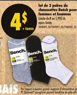 Maxi LOT DE 3 PAIRES DE CHAUSSETTES BENCH POUR FEMMES ET HOMMES offer