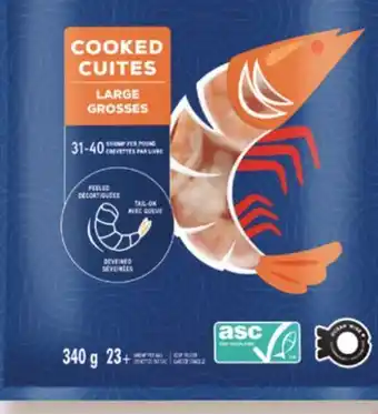 Marché Bonichoix COMPLIMENTS FROZEN COOKED ECUADORIAN WHITE SHRIMP offer