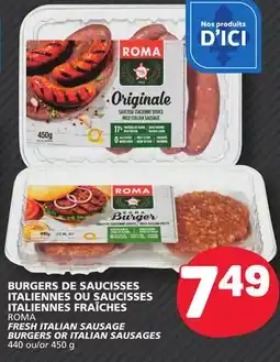 Marché Bonichoix FRESH ITALIAN SAUSAGE BURGERS OR ITALIAN SAUSAGES offer
