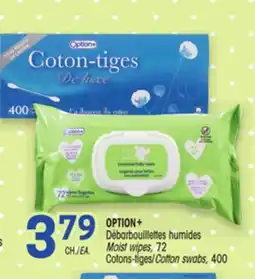 Uniprix OPTION+ Débarbouillettes humides Cotons-tiges / Moist wipes Cotton swabs offer