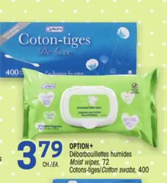 Uniprix OPTION+ Débarbouillettes humides Cotons-tiges / Moist wipes Cotton swabs offer