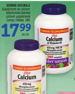 Uniprix WEBBER NATURALS Suppléments de calcium sélectionnés/Selected calcium supplements offer