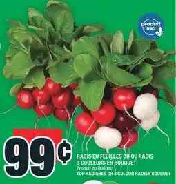 Super C RADIS EN FEUILLES OU OU RADIS 3 COULEURS EN BOUQUET | TOP RADISHES OR 3 COLOUR RADISH BOUQUET offer