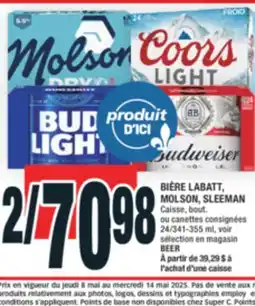 Super C BIÈRE LABATT, MOLSON, SLEEMAN | BEER offer
