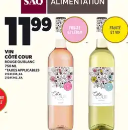 Provigo VIN CÔTÉ COUR ROUGE OU BLANC, 750 ML offer
