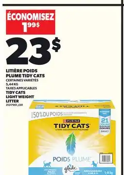Provigo LITIÈRE POIDS PLUME TIDY CATS, 5,44 KG offer