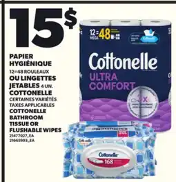 Provigo PAPIER HYGIÉNIQUE, 12=48 ROULEAUX OU LINGETTES JETABLES, 4 UN. COTTONELLE offer