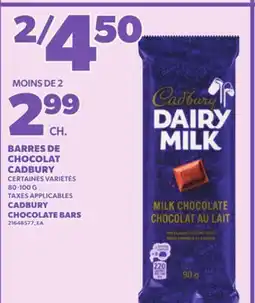 Provigo BARRES DE CHOCOLAT CADBURY, 80-100 G offer